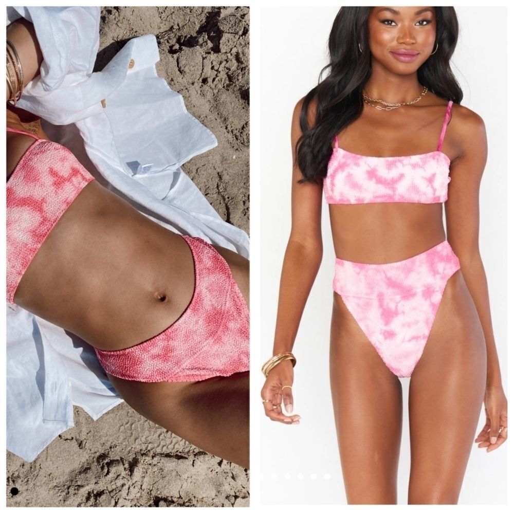 NWOT Show Me Your MuMu Destin Scrunch Tie Dye Bikini Bottom - Pink - Sizes M L